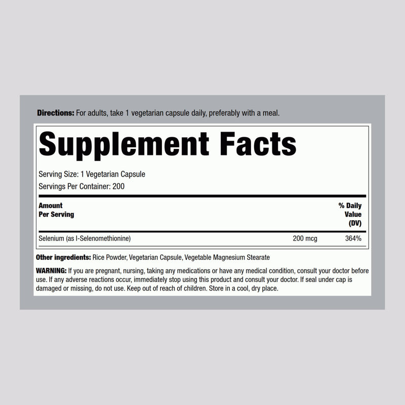 [Australia] - Piping Rock Yeast Free Selenium 200mcg | 200 Capsules | Vegetarian, Non-GMO, Gluten Free Formula 