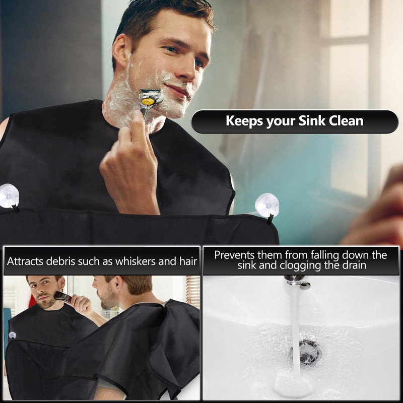 [Australia] - Beard Apron, Beard Shaving Bib with 6 Suction Cups, Waterproof Beard Trimming Catcher Cape, Beard Trimming Catcher Cape for Shaving Haircut, Gifts for Men 