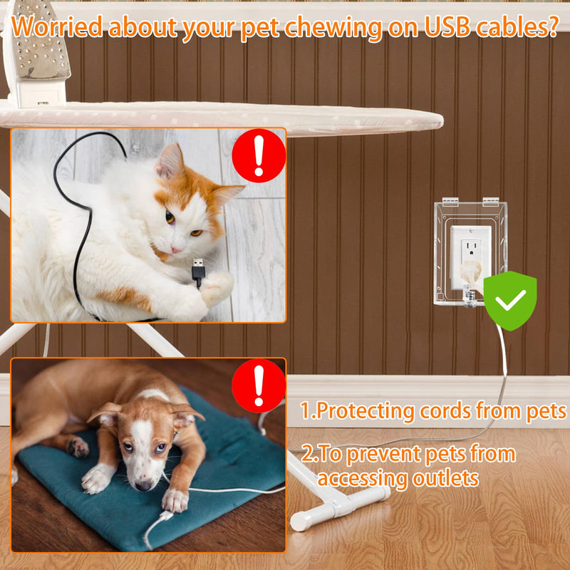[Australia] - Baby Safety Outlet Cover Box,Outlet Covers,Plug Covers for Electrical Outlets,Socket Covers for Outlets Fit 4.95" H X 3.35" W X 2.56" D or Smaller,Provide Extra Space Inside for Plugs,Adapters B-with wire exit 