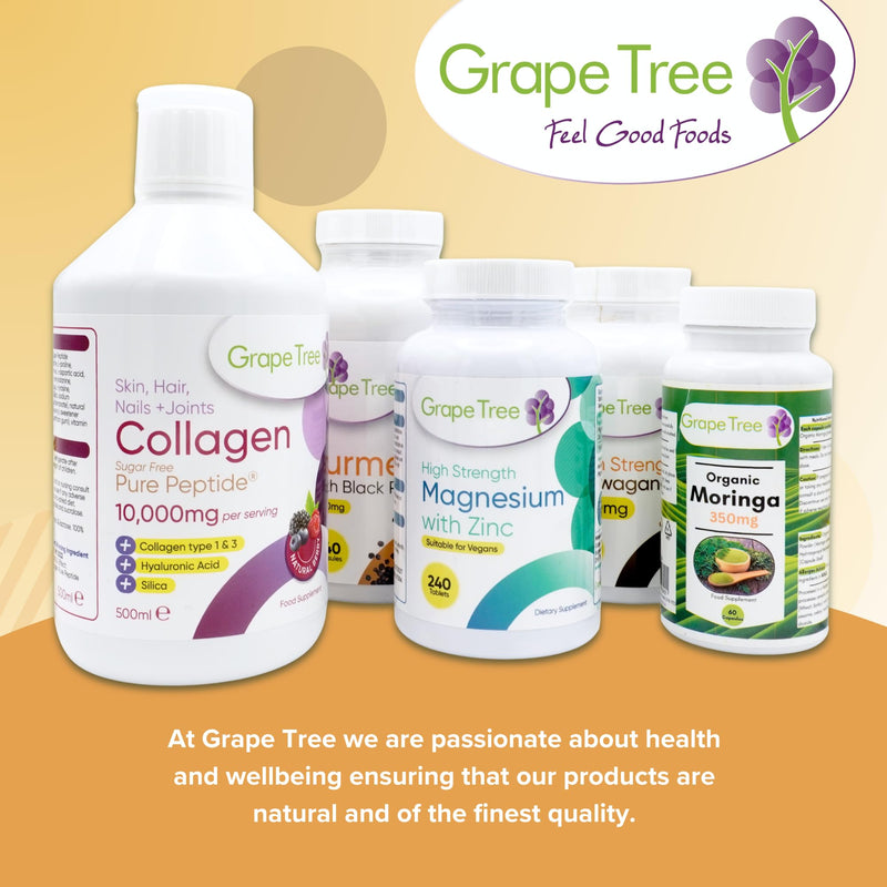 Grape Tree Turmeric Powder Supplement 500mg 120 Capsules. 4 Month Supply. Pure Turmeric Supports Joint Comfort, Flexibility, Mobility & Digestion
