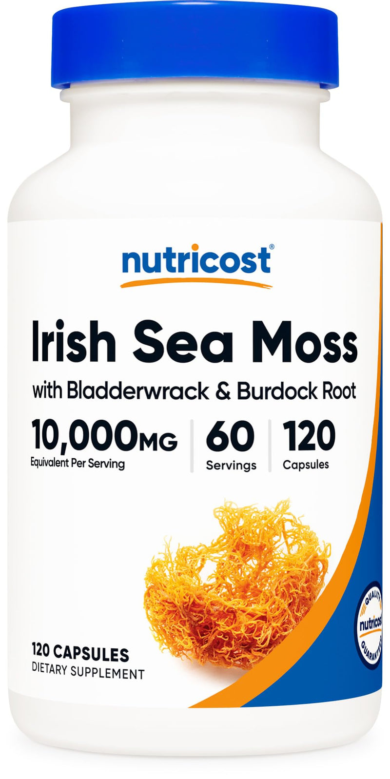 [Australia] - Nutricost Irish Sea Moss Extract (10,000mg) 120 Capsules - Bladderwrack, Burdock Root, Vegan, GMO-Free, 60 Servings 