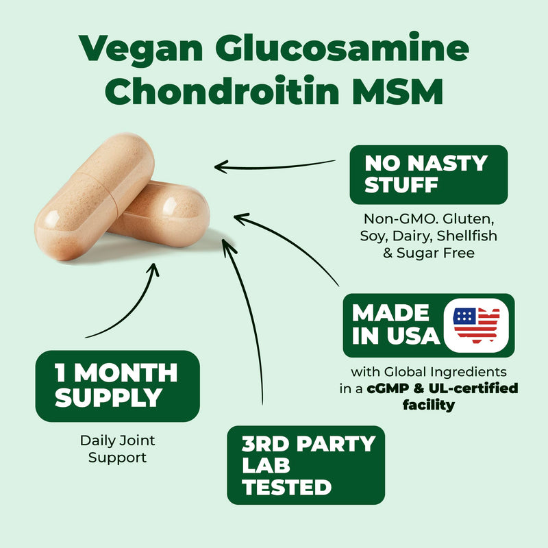 Vegan Glucosamine Chondroitin MSM & Vegan Multivitamin – Plant-Based Joint Support and Daily All-in-One Multivitamin Bundle for Energy, Flexibility & Overall Health