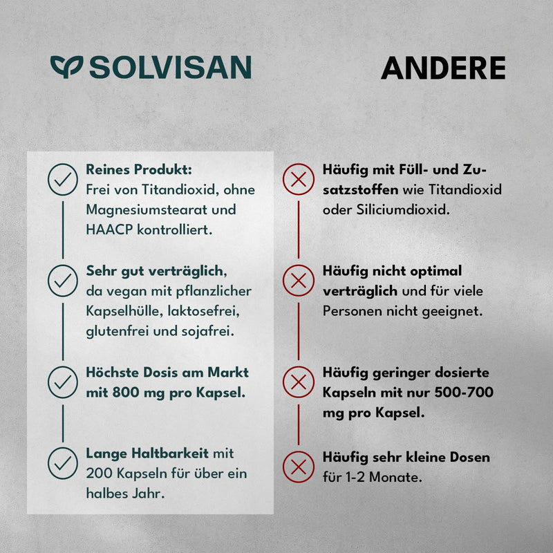 [Australia] - SOLVISAN - NAC 800 mg N-Acetyl-L-Cysteine capsules - 200 capsules - Produced in Germany - Vegan, laboratory tested and without additives 