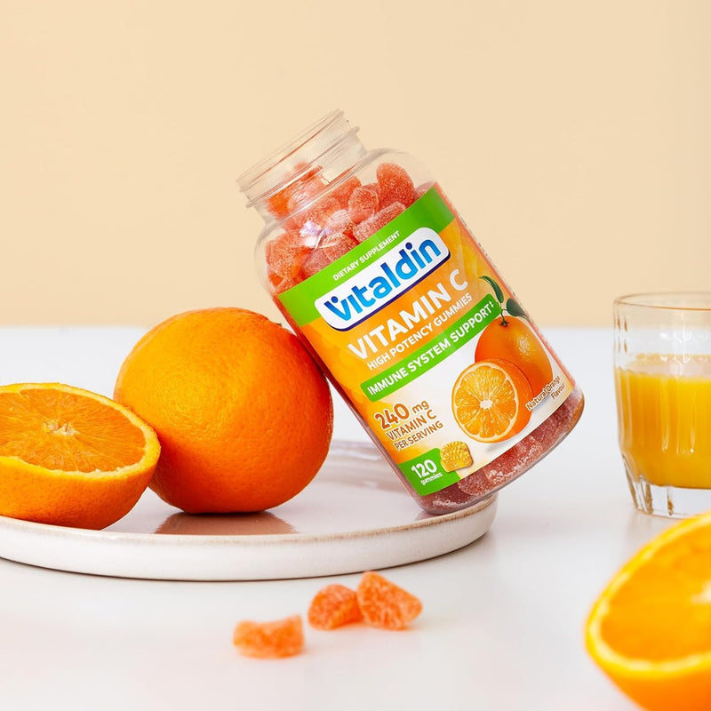 VITALDIN Vitamin C Gummies – 240 mg per Serving - 80 Chewable Gummies (40 Days’ Supply); Orange Flavour – Gluten Free Gummy – for Kids & Adults