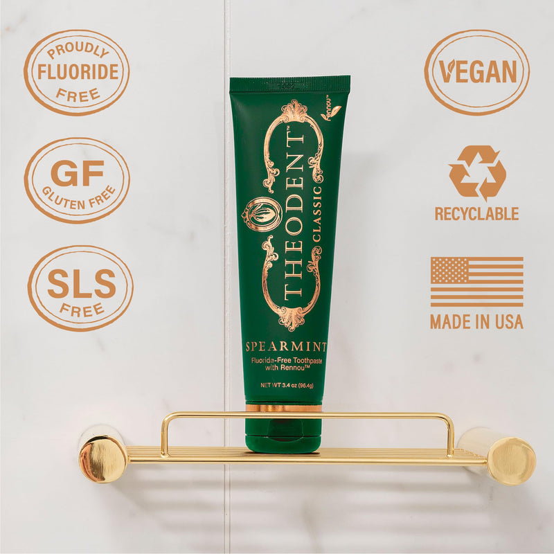 [Australia] - Theodent Classic with Rennou™: Fluoride-Free Theobromine Toothpaste for Proven Remineralization, Sensitivity Relief & Natural Whitening, Spearmint (3.4 Ounces, 96.4 Grams) 3.4 Fl Oz (Pack of 1) 