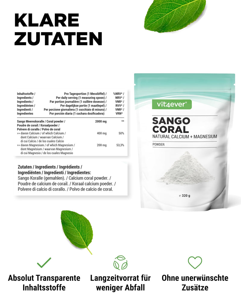 [Australia] - Sango Sea Coral - 320 g powder - Natural source of calcium (20%) & magnesium (10%) in the body's own ratio of 2:1 - No additives 320 g (pack of 1) 