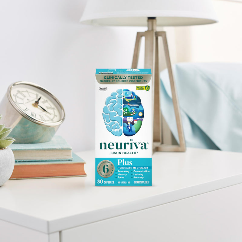 NEURIVA Plus Brain Supplements for Memory and Focus, Clinically Tested Nootropics Neurofactor and Phosphatidylserine, with Vitamin B12, Vitamin B6 and Folic Acid, 30 Count Capsules | Brain Supplements for Memory and Focus, Phosphatidylserine, Vitamin B...