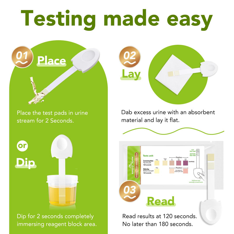 [Australia] - Easy@Home UTI Test Kit - UTI Test Strips for Women Urinary Tract Infection Testing Detect Leukocytes and Nitrites Home Urine Dipsticks Tailored Handle Design OTC Use (9 Pack) UTI-EZU-102:9 