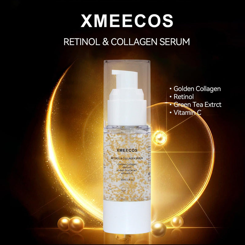 XMEECOS Retinol and Collagen Serum for face with Collagen Balls Niacinamide Green Tea Extract Vitamin C Retinol Natural Anti-aging Moisturizing Vitamin A Soothing and Amino Acid| Giftable|
