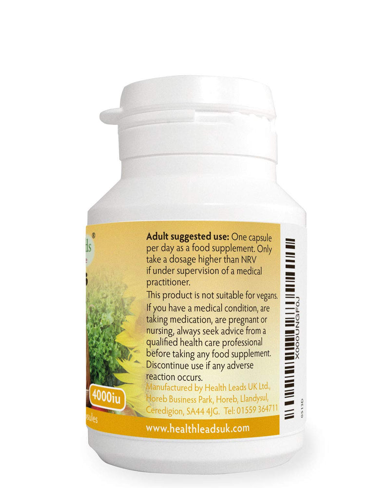 Vitamin D3 4000iu x 90 Capsules, Suitable for Vegetarians, Magnesium Stearate Free, Contributes to the Maintenance of Normal Bones, Muscle Function & the Immune System, UK Manufactured