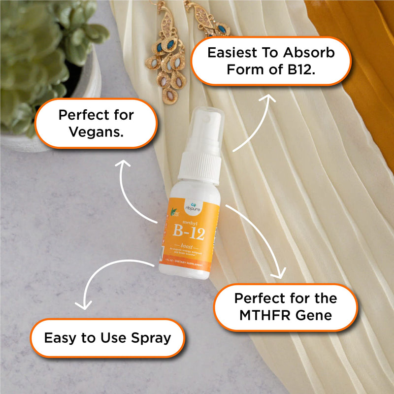 Pure Vegan nbpure Essential Vitamin Spray Bundle – Organic Methyl B12, Vitamin D3 & Methylfolate B9 – Natural Energy, Mood, Immunity & Nerve Support – Easy-to-Use Liquid Spray for Women, Men & Kids