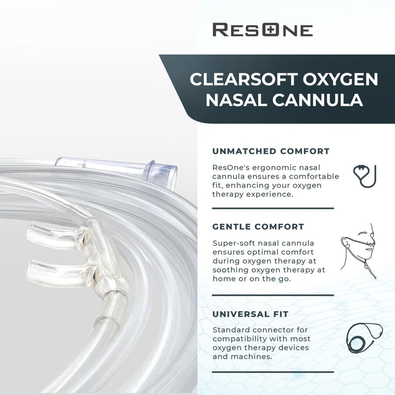 [Australia] - Soft Nasal Cannula 5-Pack - Oxygen Cannula, Curved Prongs, 2Ft Crush-Resistant Tubing - Nasal Tubes, Oxygen Concentrator Supplies - Soft Curved Nose Piece, Standard Size, Standard Flow 6 LPM 