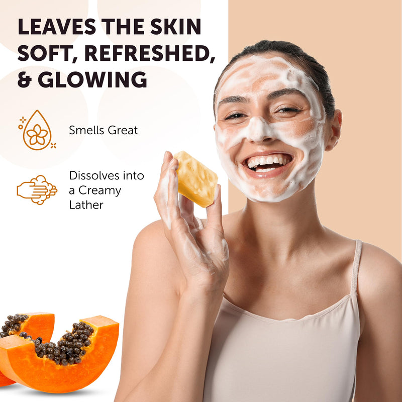 VALITIC Papaya and Turmeric Kojic Acid Soap Bar - Dark Spot Corrector Skin Care Cleansing Bar - Infused with Vitamin C, Hyaluronic Acid - Papaya 2 Pack, Kojic 2 Pack, Holder 2 Pack + 2 Pack + Holder