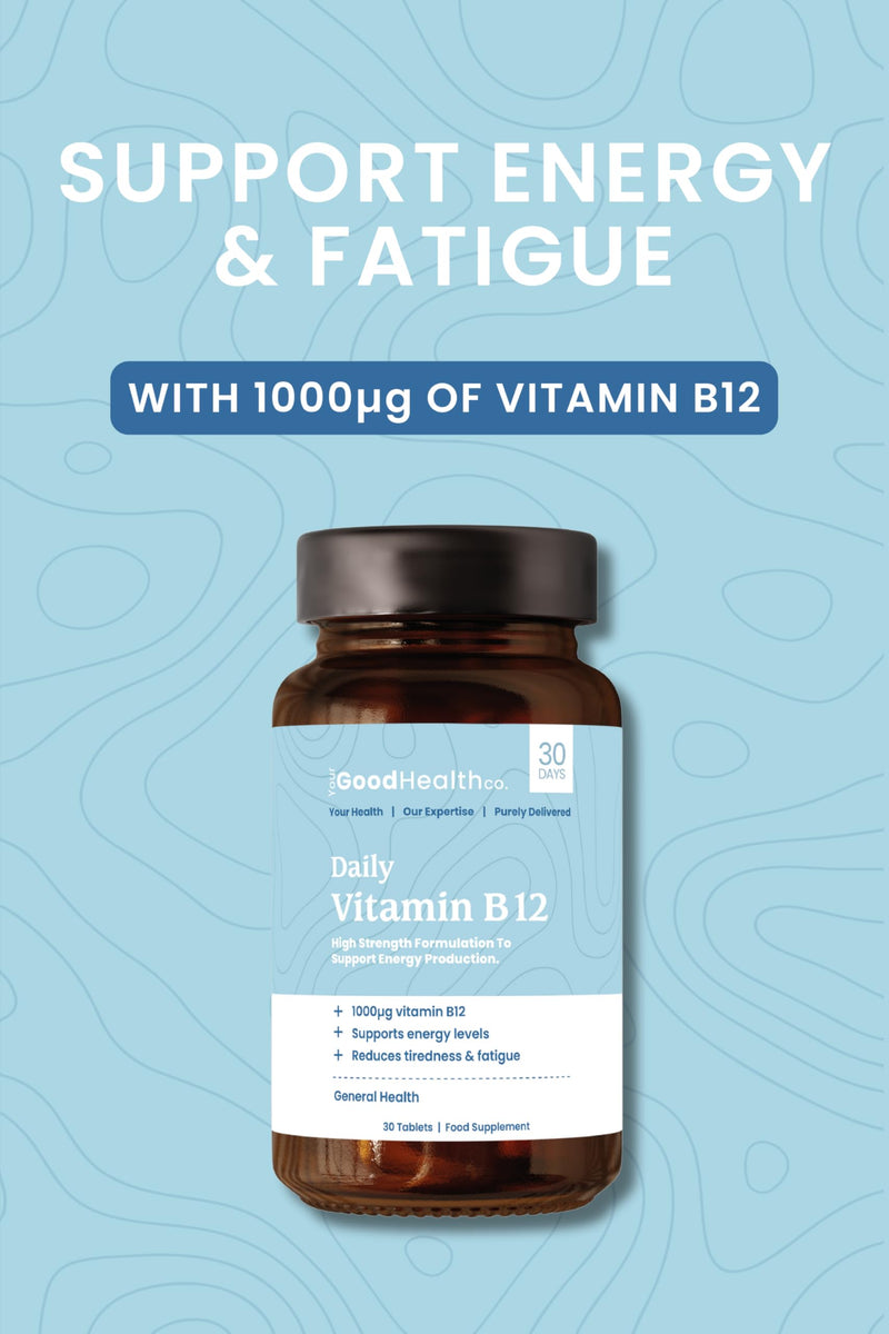 Your Good Health Co – Vitamin B12 | Vegan | High Strength Formula | Support Energy Production and Reduce Tiredness & Fatigue | Tablet | 30 Day Supply