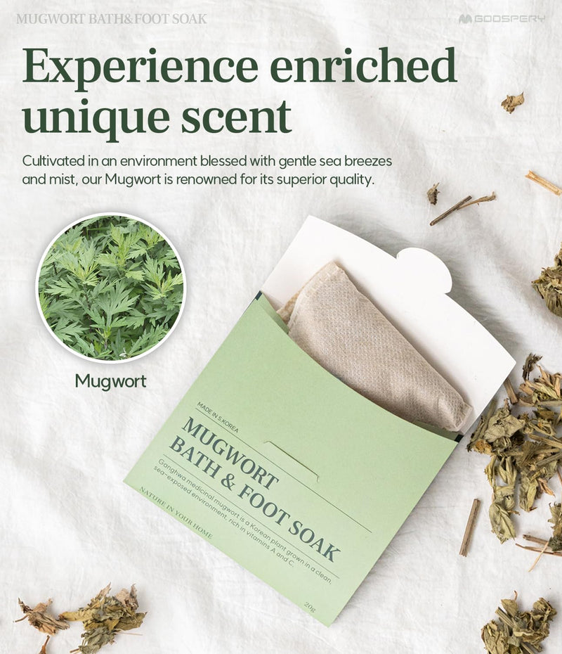 [Australia] - Monage Korean Organic Mugwort Bath and Foot Soak (10 Pack) Natural Home Spa Therapy with Traditional Korean Healing Properties and Relaxation Benefits, Skin Soothing, Muscle Relief, Korean Skin Care 