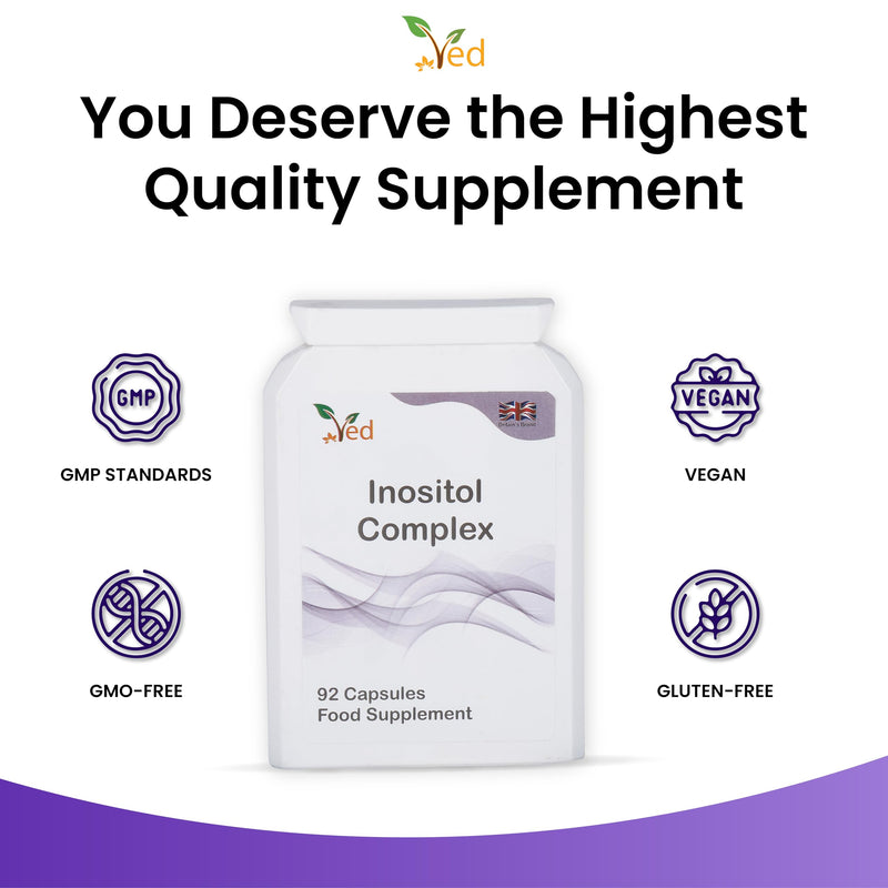 [Australia] - Ved Inositol Complex, Myo-Inositol 2000 mg & D Chiro-Inositol 300 mg, Folic Acid 400 mcg & Chromium 100 mcg, 92 capsules (23 day supply) 