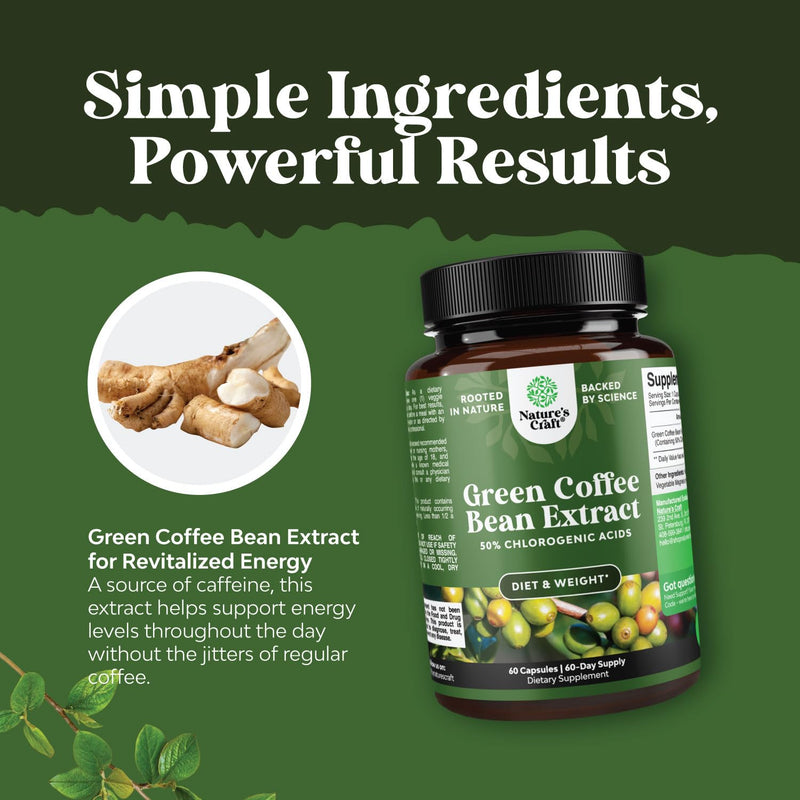 [Australia] - Pure Green Coffee Bean Extract ‚Äì Standardized to 50% Chlorogenic Acid ‚Äì Weight Loss Supplement for Men & Women ‚Äì Burns Both Fat and Sugar ‚Äì High Grade Potent Ingredients 