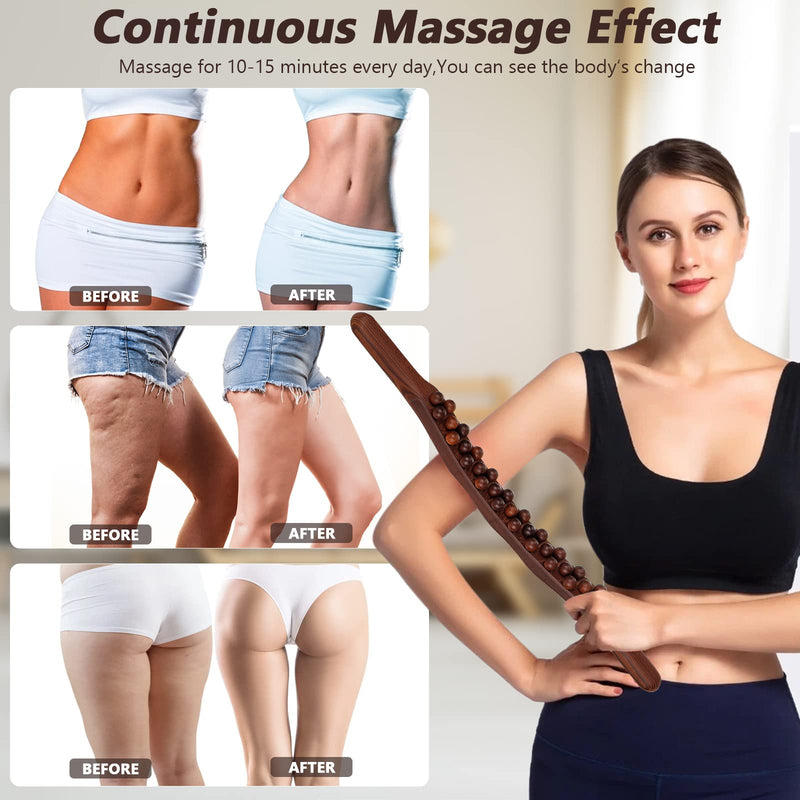 [Australia] - Guasha Wood Massage Stick Tools,31 Beads Back Massage Roller Stick,Lymphatic Drainage Massager for Body Shaping (31beads) 31beads 