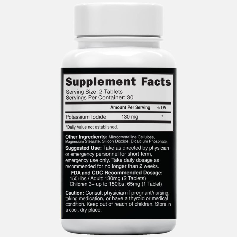 [Australia] - Potassium Iodide Tablets 130 mg (2 Pack) - (120 Tablets) EXP 10/2032 - Ki Pills Potassium Iodine Tablets - Potassium Iodine Pills Yoduro de potasio Potassium Iodide Tablets 60 Count (Pack of 2) 