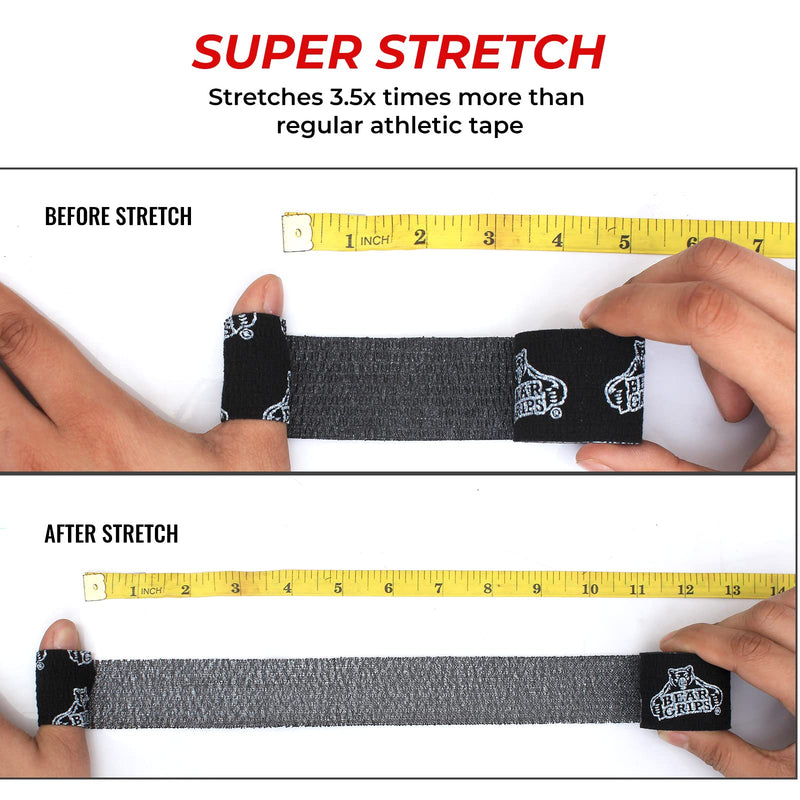 Bear Grips Weightlifting Tape | Thumb Tape, Athletic Wrist Tape, Finger Tape | Weight Lifting Tape, Sport Tape, 3-Pack | Tactical Tape, Stretchy Hand Tape, Gym Tape, WOD Tape, Hook Grip Tape, Workout BG Black