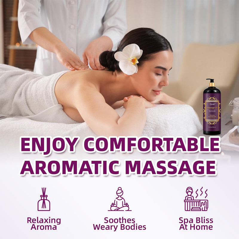 [Australia] - Aromatherapy Lavender Massage Oil, 10 fl oz Relaxing Massage Oil for Massage Therapy with Grape Seed, Sweet Almond & Jojoba, Spa Quality Oils for Soothing, Calming 10 Fl Oz (Pack of 1) 