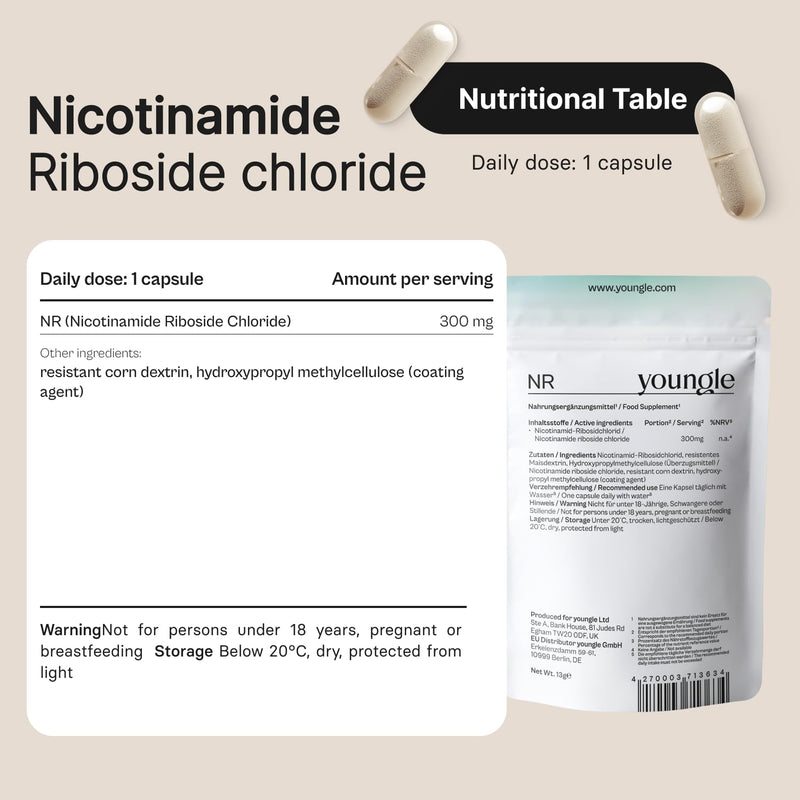 NAD+ Capsules – 300 mg Nicotinamide Riboside (NR) – High-Dose Anti-Aging Supplement & NAD+ Booster – 30 Vegan Capsules – Developed by Doctors – NMN Replacement – 1-Month Supply 30 capsules