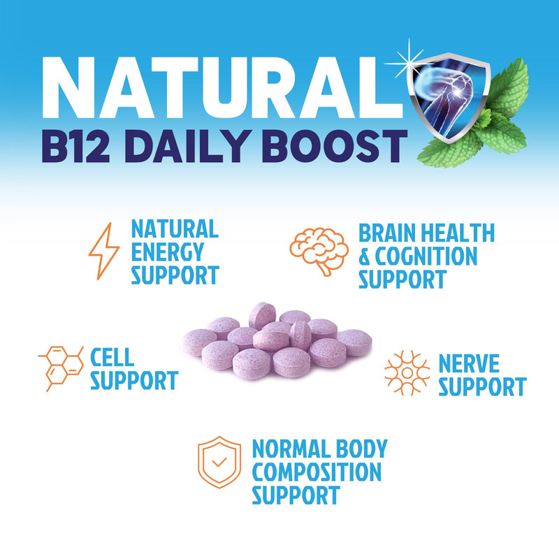 Vitamin B12 Complex (Methylcobalamin) 1000 mcg - 3X Strength B 12 Vitamins Supplement for Cellular Energy Metabolism, Nature's Nervous System Support, Bottled USA, Berry Flavor - 60 Chewable Tablets 60 Count (Pack of 1)