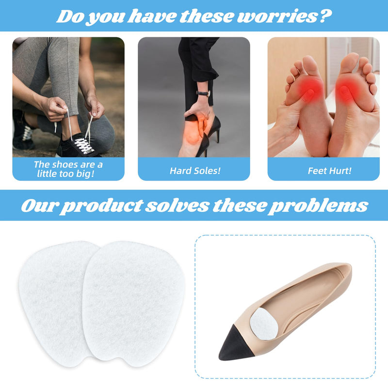 [Australia] - NICENEEEDED 6 Pairs Felt Tongue Pads, Self-Adhesive Tongue Pads, White Non-Slip Soft Shoe Insoles, Foot Pads, Metatarsal Pads 