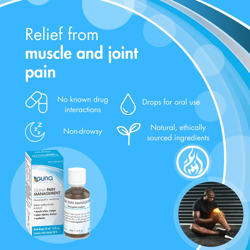 Guna Pain Management Relieves Muscle Pain, Muscle Soreness, Joint Pain, Swelling from Injuries & Bruises - 1 Ounce