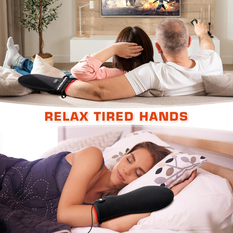 [Australia] - Red Light Therapy Device for Hands, Infrared-Light-Therapy-Gloves Finger Wrist, Led Near Infrared Carpal Tunnel Black2 