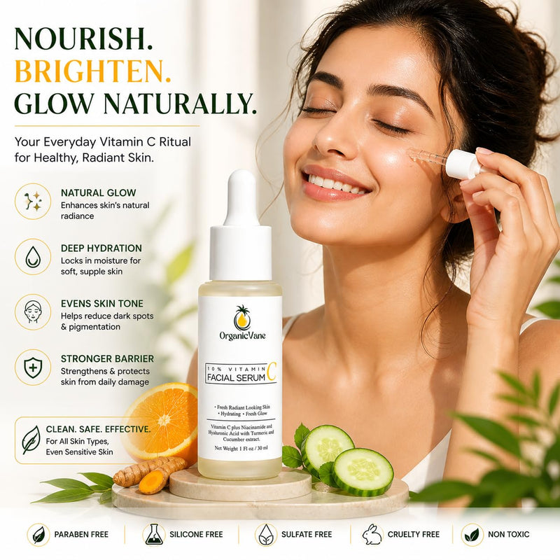 Vitamin C Serum 10% for Face – Powerful Anti-Aging Brightening Serum with Hyaluronic Acid, Niacinamide & Turmeric, Dark Spot Corrector, Reduces Wrinkles & Fine Lines for Youthful Glowing Skin, 1 oz