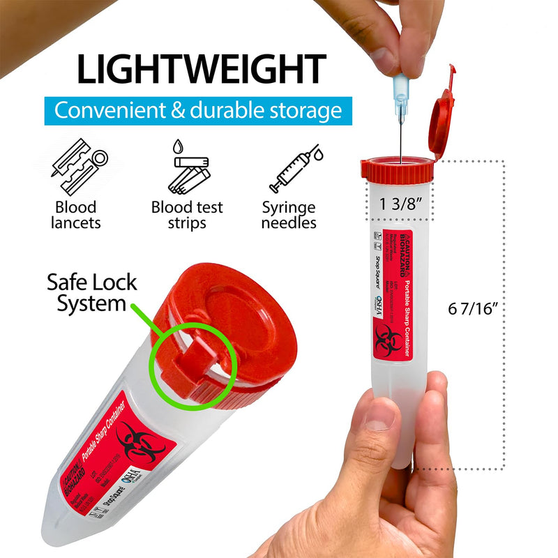 [Australia] - Small Sharps Containers, Travel Sharps Container, Transportable Sharps Container with Locking Mechanism, Professional Grade Mini Sharps Container - 6 Count 6 Pack 