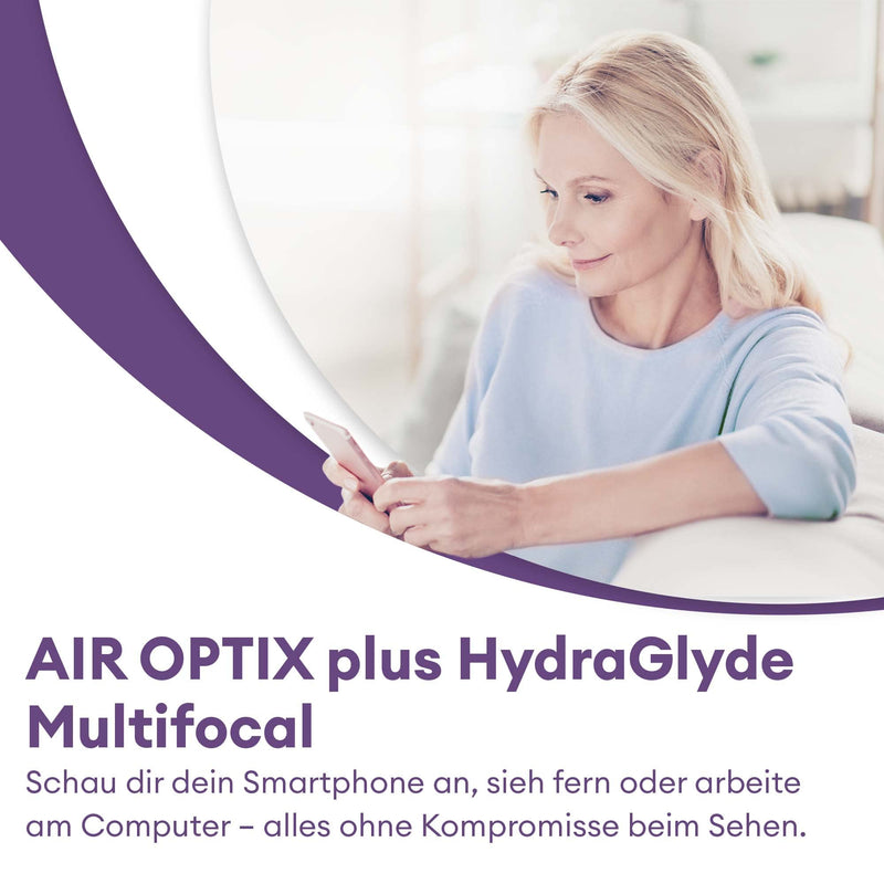 [Australia] - Air Optix plus HydraGlyde multifocal monthly lenses soft, 6 pieces, BC 8.6 mm, DIA 14.2 mm, ADD HIGH, -3.25 diopters 8.6 millimeters 14.2 millimeters high Unknown 