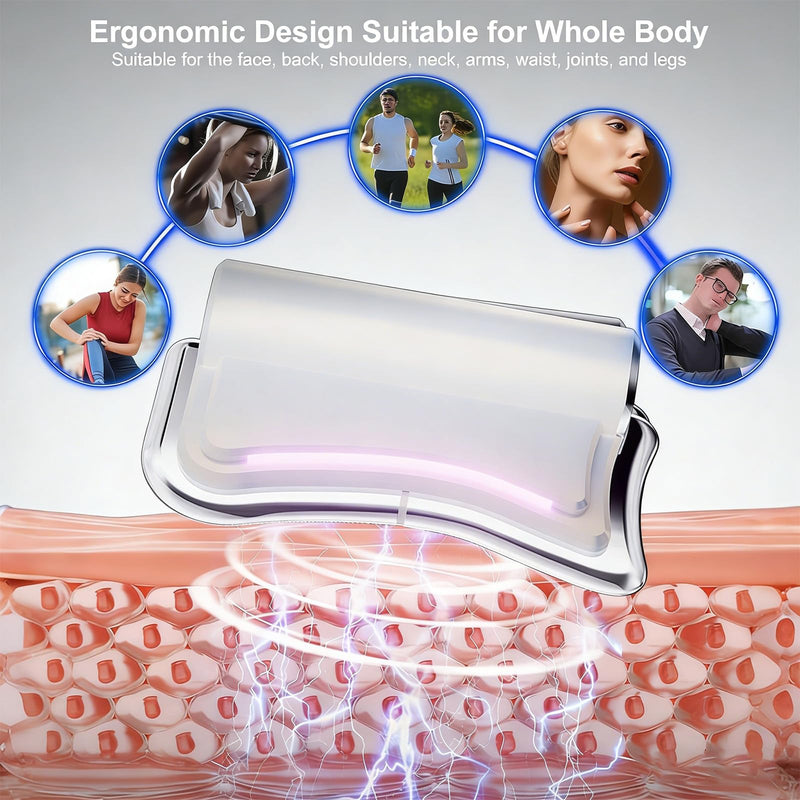 Heated Muscle Scraper Massage Tool,4 in 1 Electric Fascia Knife Gua Sha Tool for Whole Body Relaxation & Skincare with Light-Care 4 Modes 3 Levels, for Deep Tissue-White White