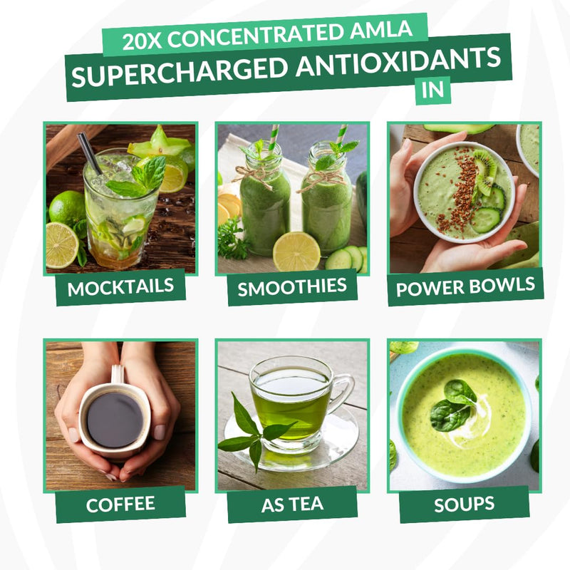 [Australia] - Amla Powder & Green Tea Superfood Supplement, 20x Ultra Concentrated Amla, Antioxidant Support, Made with Oolong Tea and Indian Gooseberries, Organic, Vegan, Classic Flavor, 30 Servings Amla Powder | 30 Servings 