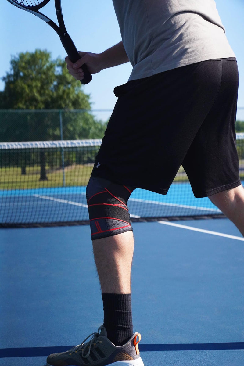 Knee Compression Sleeve - Adjustable Knee Wrap for Crossfit, Powerlifting, Basketball, Soccer, Running - Provides Pain Relief & Patella Support for Men & Women with Arthritis & Knee Injury (Large) Large 17-19 Inch