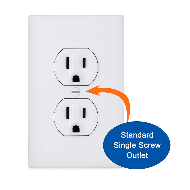 [Australia] - Safety Innovations Self-Closing Babyproof Outlet Covers - (for Center Screw Outlets Only) an Alternative to Wall Socket Plugs for Child Proofing, (12-Pack), (1-Screw), (White) White) 