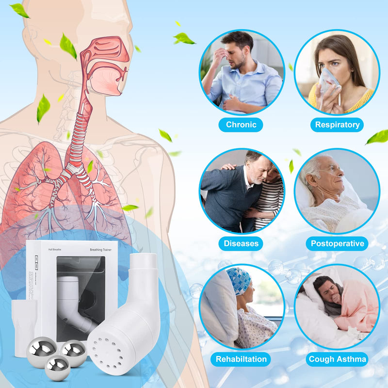 [Australia] - Breathing Exercise Device for Lungs, Lung Exerciser Device with Steel Balls, Drug-Free Therapy Mucus Device for Phlegm Relief Clear 