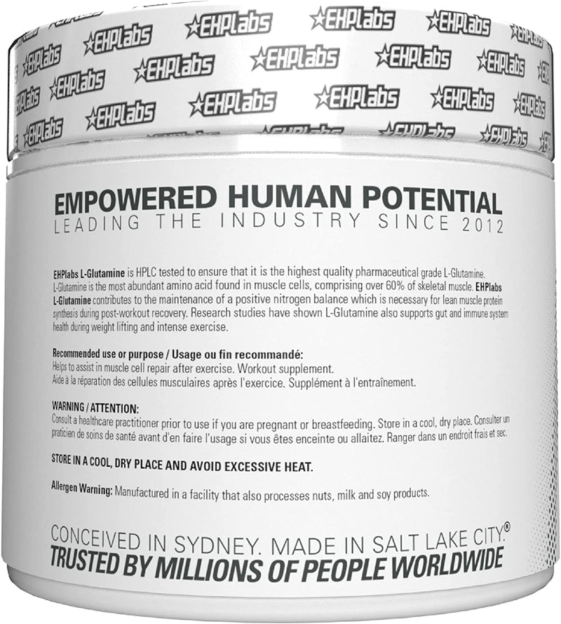 [Australia] - EHP Labs L Glutamine Powder Amino Acids - L-Glutamine, Workout Recovery, Immune Health & Gut Health Support (500g) - 100 Servings 