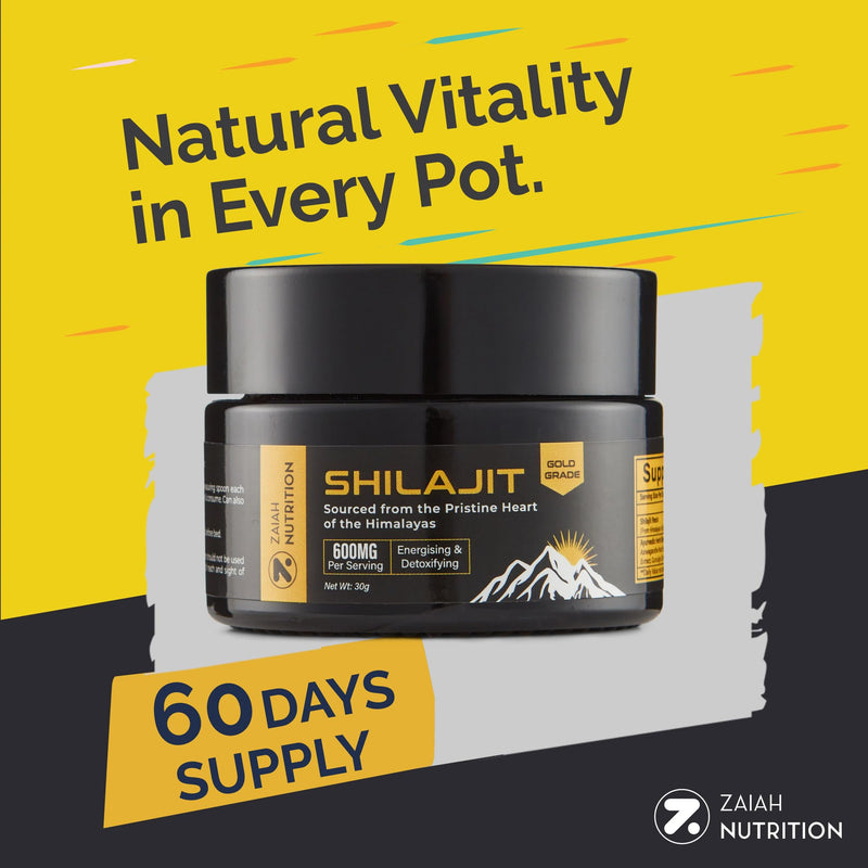 Shilajit Resin Pure Himalayan Gold Grade 30g – Authentic Ayurvedic Herbal Blend, Rich in Fulvic Acid & 85+ Trace Minerals – Lab Tested for Heavy Metals, Energy & Immunity Support – Zaiah Nutrition