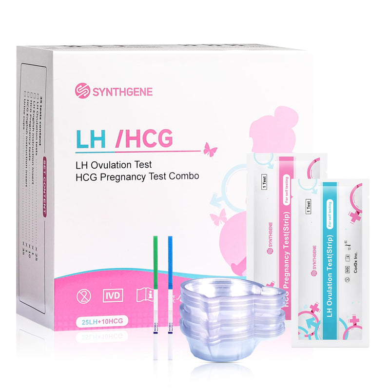 SYNTHGENE Ovulation Test Strips, LH 50 HCG 20 Ovulation and Pregnancy Tests, 50 Ovulation Tests and 20 Pregnancy Tests with 70 Urine Cups, Detect Early Pregnancy and Accurately Track Ovulation 70 Count (Pack of 1）