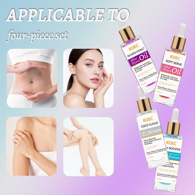 [Australia] - After Shave Oil & Skin Recovery Serum – Soothing Post Hair Removal Treatment with Coco Cloud & Jelly Booster – Brightening, Hydrating & Prevents Irritation – 4 Scents – 1.01 oz (01) 