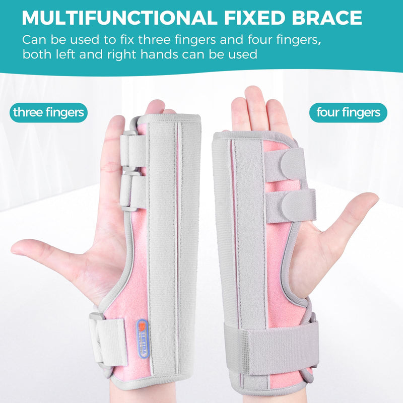 Trigger Finger Splint,Hand Brace with Finger Support,Right or Left Adjustable Hand Brace - Straightening for Trigger Finger, Injury, Fracture(PINK) pink