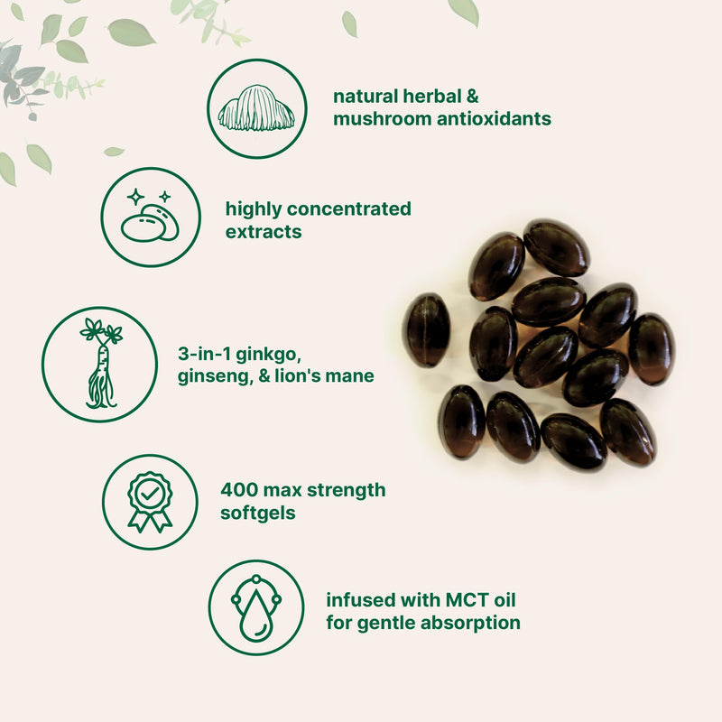 [Australia] - Micro Ingredients ÔªøÔªøGinkgo Biloba & Ginseng 5,600mg Equivalent, 400 Softgels | 6 Month Supply | Triple Strength Ginko Biloba & Lions Mane Memory Supplement for Brain, Mood, & Cognitive Health* 
