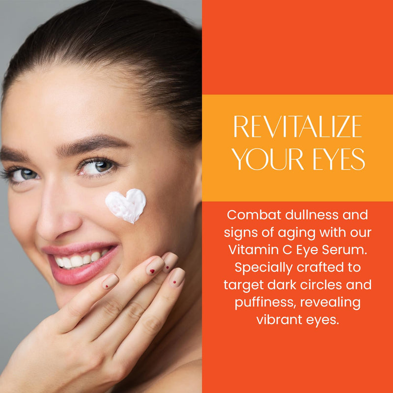 Vitamin C Under Eye Serum - Anti-Aging, Reduces Puffiness, Dark Circles & Wrinkles, Hydrating - Dermatologist Tested, Korean Skin Care - 1 oz / 30 ml Vitamin C (1 Pack)