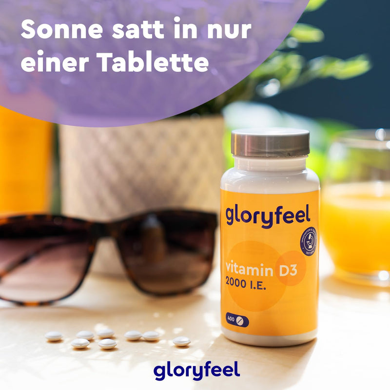 [Australia] - Vitamin D3 2000 IU - 400 tablets (long-term supply) high dosage - The sunshine vitamin for the immune system & bones* - 100% pure cholecalciferol - Laboratory tested & made in Germany without additives 