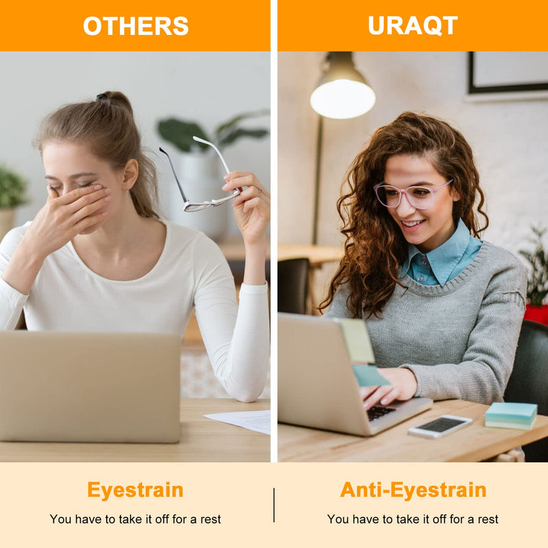 [Australia] - URAQT blue light filter glasses, round anti blue light PC gaming glasses, fashion glasses, blue light blocking glasses, without strength blue filter glasses for women and men (black & white & grey) black & transparent & grey 