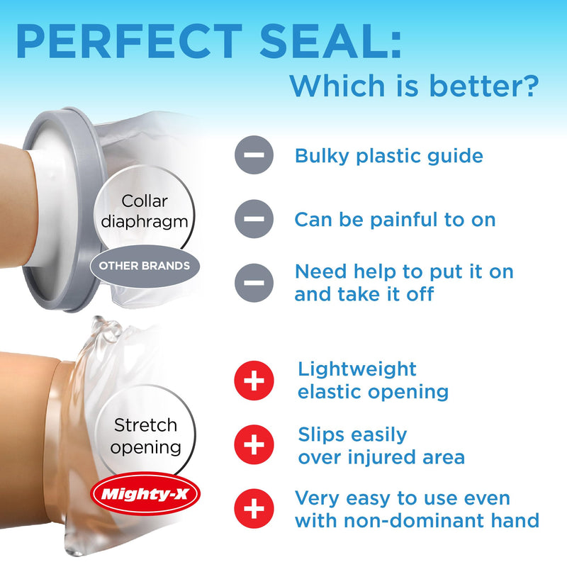 [Australia] - Mighty-X 100% Waterproof Cast Covers for Shower Arm Adult - [Watertight Seal] - 3pk Reusable Cast Protectors - Half Arm Cast Bags for Shower Arm 