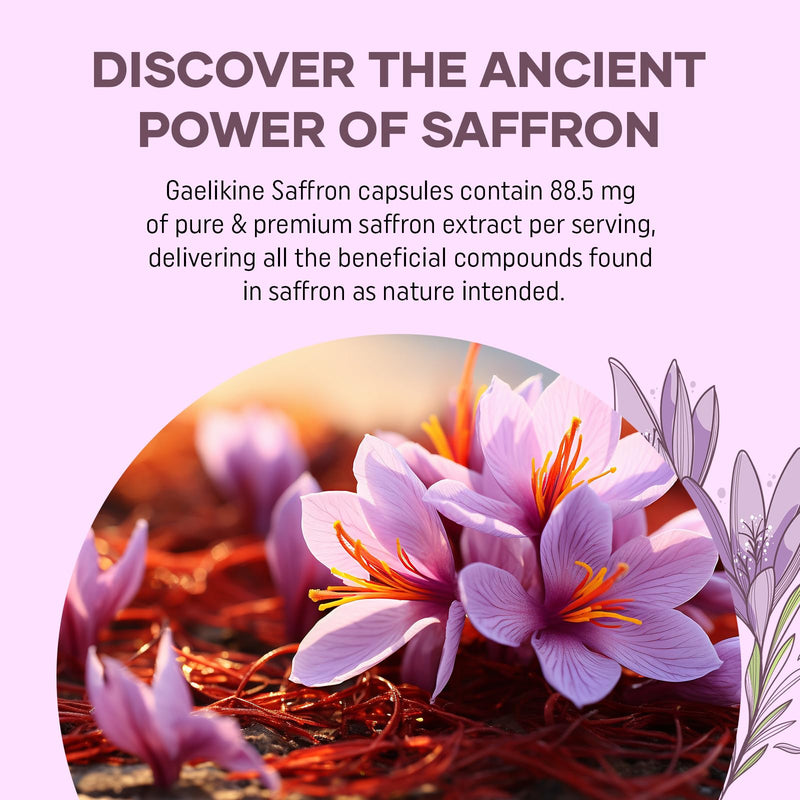Liposomal Saffron Supplements 88.5 mg, 100% Pure Saffron Extract Capsules, Premium Saffron for Mood, Focus, Vision & Energy, 60 Capsules, 2-Month Supply 60 count (Pack of 1)