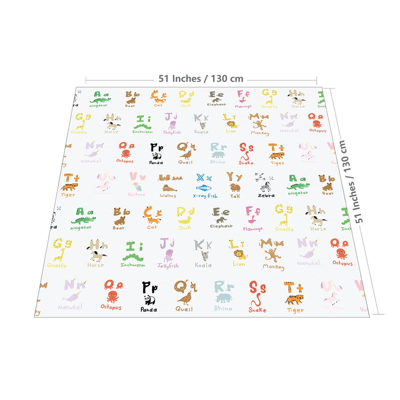 [Australia] - WOMUMON 51" Splat Mat for Under High Chair/Arts/Crafts, Baby Washable Spill Mat Waterproof Anti-Slip Floor Splash Mat, Portable Play Mat and Table Cloth Zoo Alphabets 